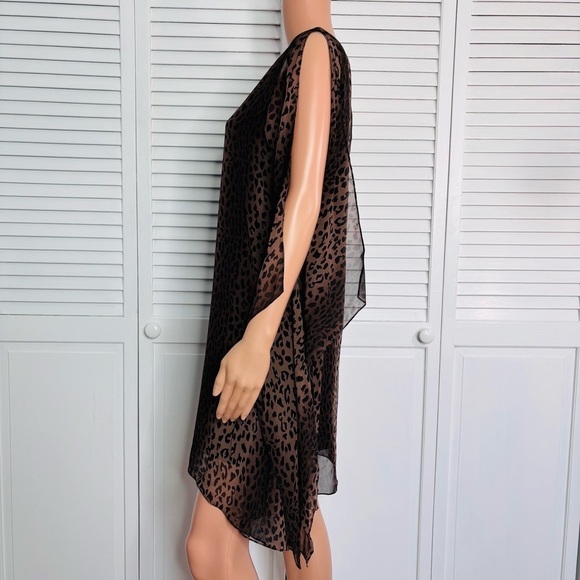 JAY GODFREY Brown Leopard Print V-Neck Kimono Stastny Dress Size 2 - Picture 3 of 7